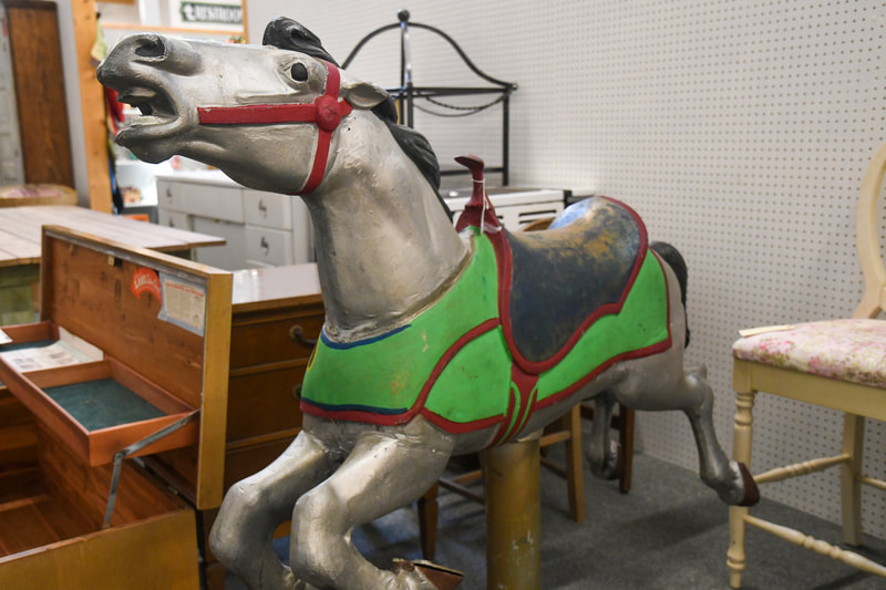 Antique rocking horse from one of the booths in our showroom