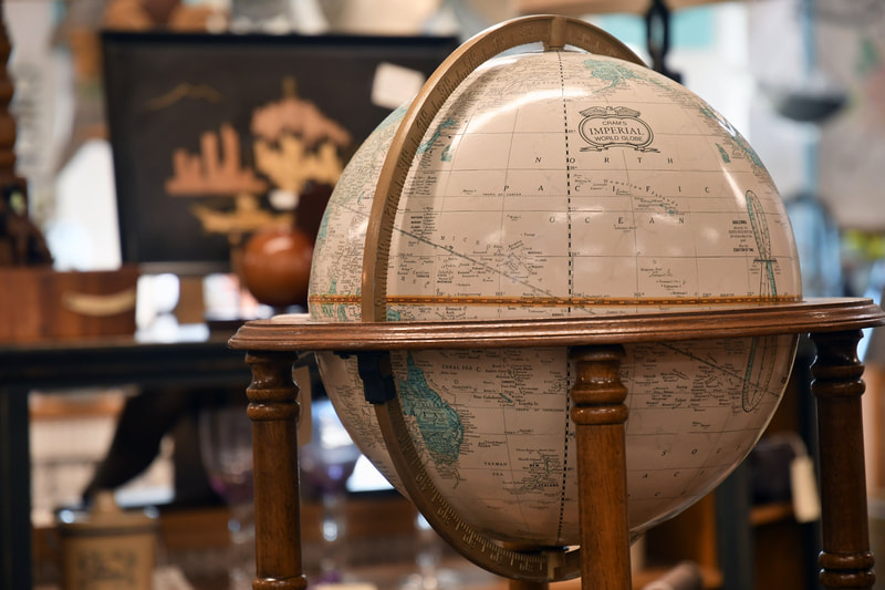 Antique globe from one of the booths in our showroom