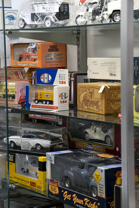 Antique model car collectibles from one of the booths in our showroom