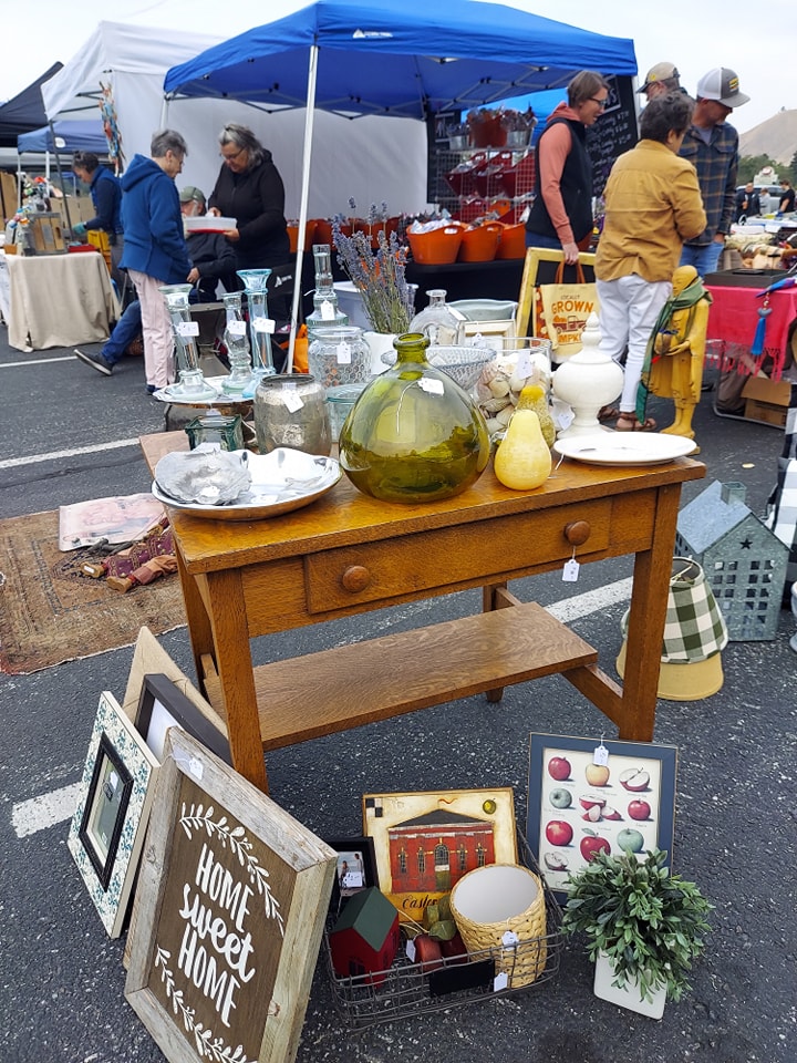 antique table from a vendor at the Apple Annie semi-annual flea market