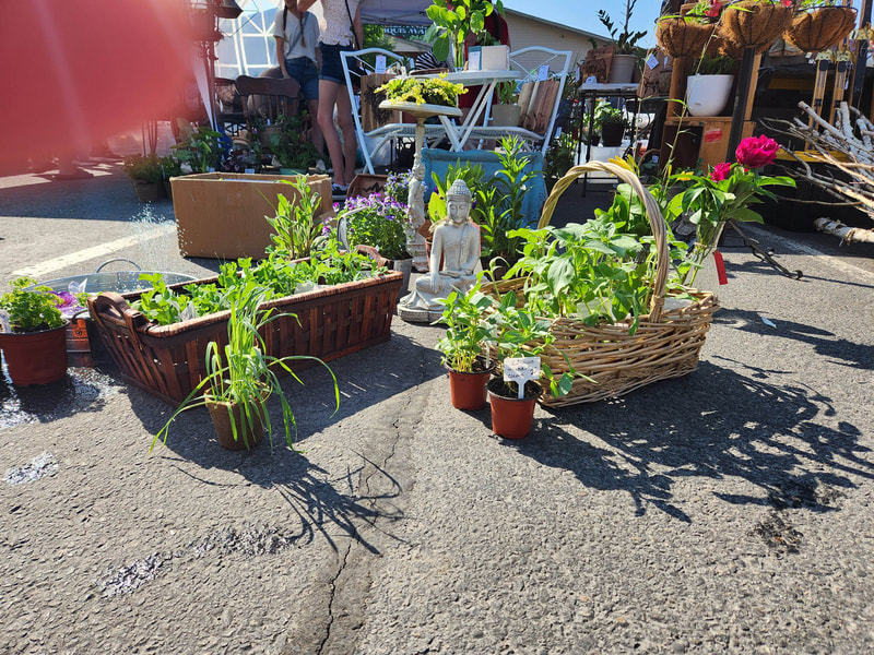 Handmade planters sold by a vendor in our flea market